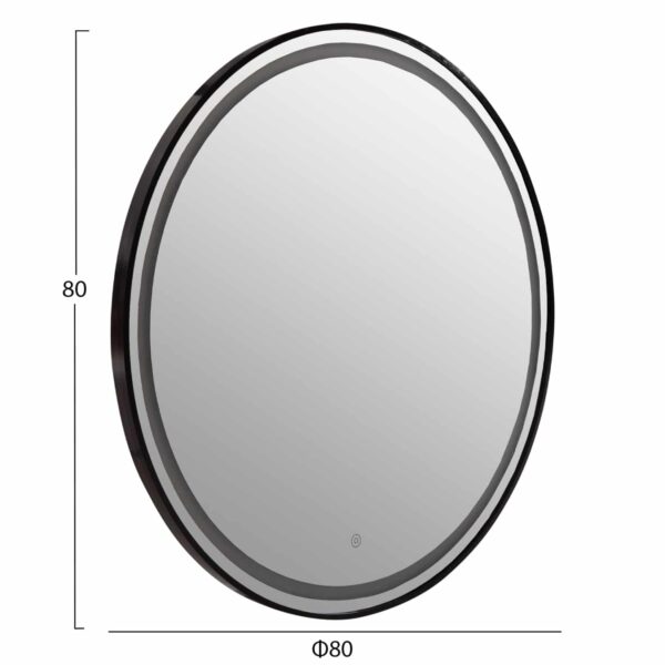 ΚΑΘΡΕΠΤΗΣ ΤΟΙΧΟΥ ΣΤΡΟΓΓΥΛΟΣ ROUNDER HM4503.01 ΑΛΟΥΜΙΝΙΟ ΣΕ ΜΑΥΡΟ-ΦΩΤΙΣΜΟΣ LED Φ80εκ. - Image 2