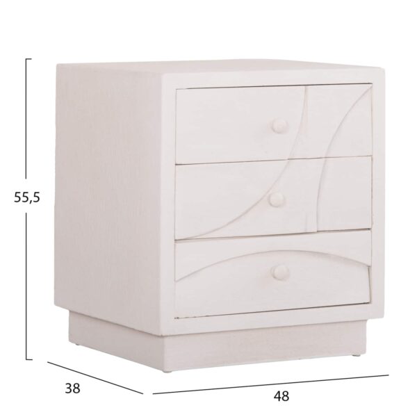 ΚΟΜΟΔΙΝΟ ΣΕΙΡΑ SANTORINI HM18047 MDF ΣΕ ΥΠΟΛΕΥΚΟ ΧΡΩΜΑ-3 ΣΥΡΤΑΡIA 48x38x55,5Υεκ. - Image 2