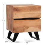 ΚΟΜΟΔΙΝΟ ALICIA ΜΕ 2 ΣΥΡΤΑΡΙΑ HM8360.21 ΜΑΣΙΦ ΞΥΛΟ ΑΚΑΚΙΑΣ-ΜΕΤΑΛΛΟ 45x35x56Yεκ. - Image 2