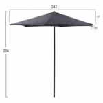 ΟΜΠΡΕΛΑ ΑΛΟΥΜΙΝΙΟΥ KACEN Φ250x236 εκ. ΜΕ 6 ΑΚΤΙΝΕΣ ΓΚΡΙ ΠΑΝΙ HM6030.10 - Image 2