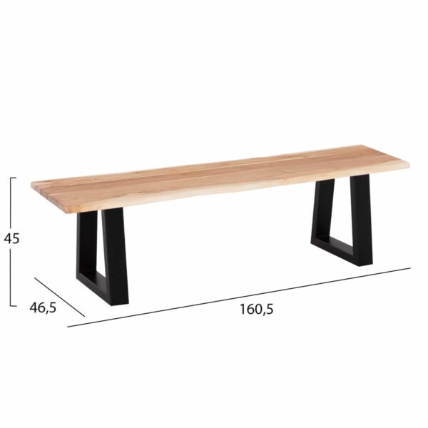 ΠΑΓΚΑΚΙ MONTANA SLIM HM8168.21 ΑΠΟ ΜΑΣΙΦ ΞΥΛΟ ΑΚΑΚΙΑΣ 160,5Χ46,5Χ45Υεκ. - Image 2