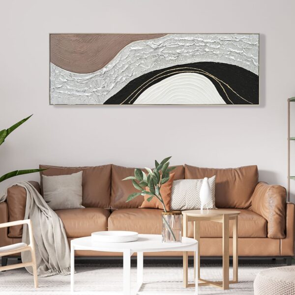 ΠΙΝΑΚΑΣ ΤΟΙΧΟΥ ABSTRACT HM4552.01 ΜΕ ΚΟΡΝΙΖΑ ΜΠΕΖ-ΚΑΜΒΑΣ- ΧΕΙΡΟΠΟΙΗΤΟΣ 152x4.5x52Υεκ. - Image 3