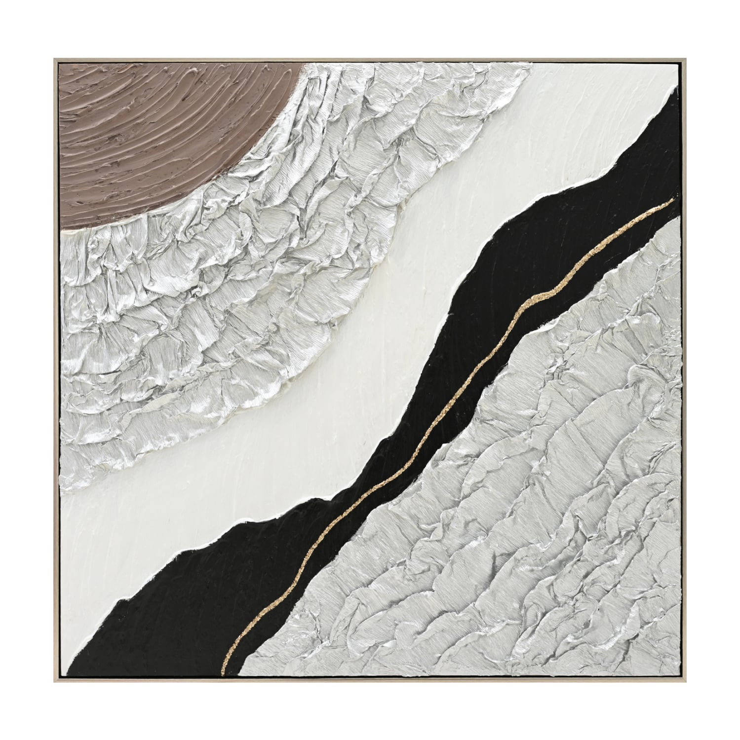 HM4553.01 ΠΙΝΑΚΑΣ ΤΟΙΧΟΥ ABSTRACT (ΤΕΤΡΑΓΩΝΟΣ) HM4553.01 ΜΕ ΚΟΡΝΙΖΑ ΜΠΕΖ-ΚΑΜΒΑΣ 82x4.5x82Υεκ - Image 1