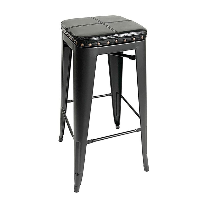 RELIX Σκαμπό Bar Στοιβαζόμενο RELIX Σκαμπό Bar Στοιβαζόμενο, Μέταλλο Βαφή Μαύρο, Pu Μαύρο 42x42x76cm - Image 1