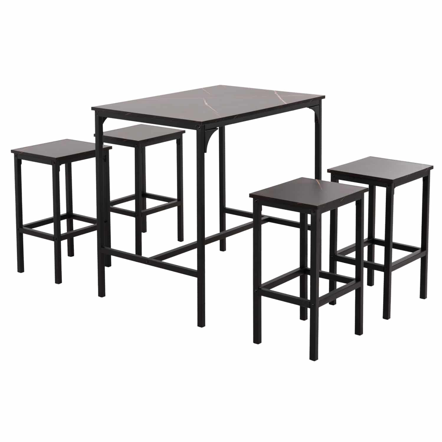 HM9882.13 ΣΕΤ ΤΡΑΠΕΖΑΡΙΑ ΜΠΑΡ 5ΤΜΧ BOXY HM9882.13 ΜΑΥΡΟ ΜΕΤΑΛΛΟ-ΜΕΛΑΜΙΝΗ ΜΑΥΡΟ ΜΑΡΜΑΡΟ - Image 1