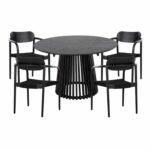 ΣΕΤ ΤΡΑΠΕΖΑΡΙΑΣ 5ΤΜΧ OSLO HM21075.01 ΣΤΡΟΓΓΥΛΟ ΤΡΑΠΕΖΙ Φ120εκ. & 4 ΚΑΡΕΚΛΕΣ-ΜΑΥΡΟ