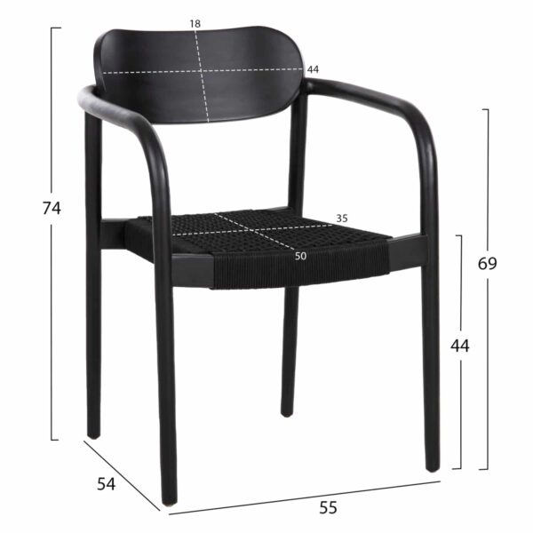 ΣΕΤ ΤΡΑΠΕΖΑΡΙΑΣ 5ΤΜΧ OSLO HM21075.01 ΣΤΡΟΓΓΥΛΟ ΤΡΑΠΕΖΙ Φ120εκ. & 4 ΚΑΡΕΚΛΕΣ-ΜΑΥΡΟ - Image 3