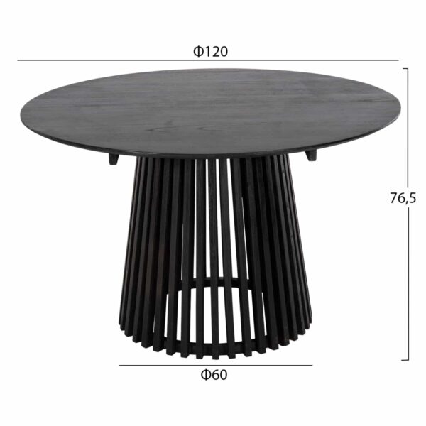 ΣΕΤ ΤΡΑΠΕΖΑΡΙΑΣ 5ΤΜΧ KINGSLEY HM21075.02 ΣΤΡΟΓΓΥΛΟ ΤΡΑΠΕΖΙ Φ120εκ.& 4 ΚΑΡΕΚΛΕΣ-ΜΑΥΡΟ - Image 2