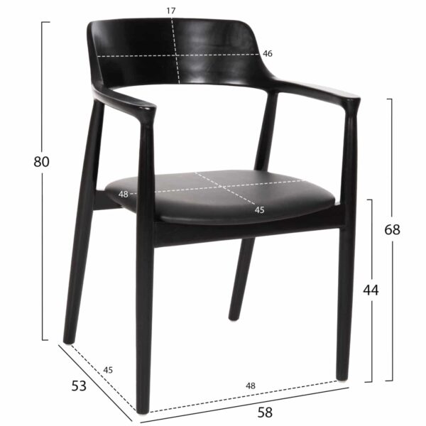 ΣΕΤ ΤΡΑΠΕΖΑΡΙΑΣ 5ΤΜΧ KINGSLEY HM21075.02 ΣΤΡΟΓΓΥΛΟ ΤΡΑΠΕΖΙ Φ120εκ.& 4 ΚΑΡΕΚΛΕΣ-ΜΑΥΡΟ - Image 3