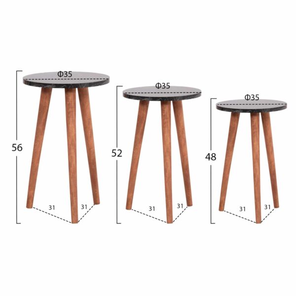 ΣΕΤ ΤΡΑΠΕΖΙ ΣΑΛΟΝΙΟΥ & 3 ΒΟΗΘ.ΤΡΑΠΕΖΙΑ VITAL HM18180.02 ΜΕΛΑΜΙΝΗ ΜΑΥΡΟ ΜΑΡΜΑΡΟ-ΚΑΡΥΔΙ ΠΟΔΙΑ - Image 2