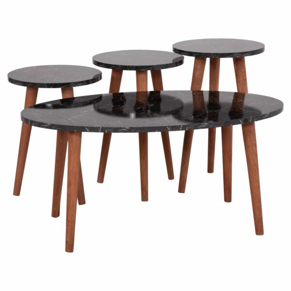 ΣΕΤ ΤΡΑΠΕΖΙ ΣΑΛΟΝΙΟΥ & 3 ΒΟΗΘ.ΤΡΑΠΕΖΙΑ VITAL HM18180.02 ΜΕΛΑΜΙΝΗ ΜΑΥΡΟ ΜΑΡΜΑΡΟ-ΚΑΡΥΔΙ ΠΟΔΙΑ - Image 4