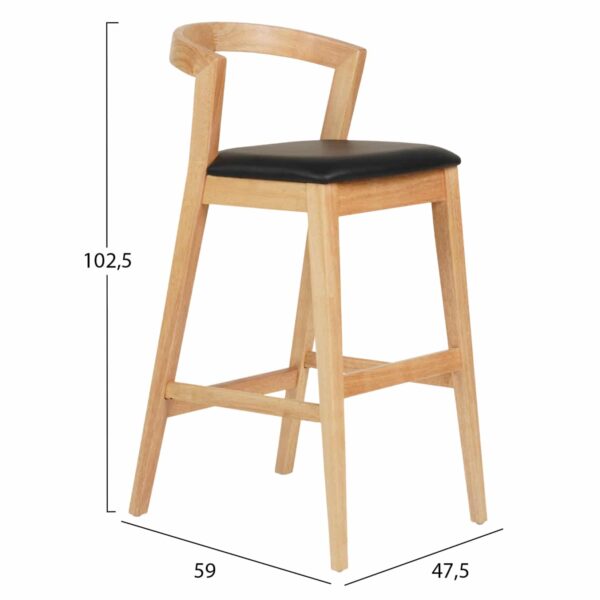 ΣΚΑΜΠΟ ΜΠΑΡ NAMI HM9952.01 RUBBERWOOD ΣΕ ΟΑΚ-ΜΑΥΡΟ PU 47,5x59x102,5Υεκ. - Image 2