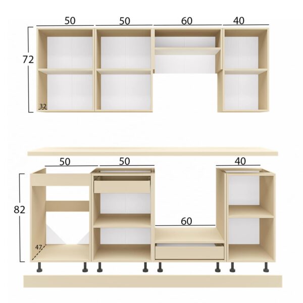 ΣΥΝΘΕΣΗ ΚΟΥΖΙΝΑΣ ΜΕΛΑΜΙΝΗ ΑΝΘΡΑΚΙ-ΠΑΓΚΟΣ ΟΨΗ ΜΠΕΖ ΜΑΡΜΑΡΟ 200x47x84,8Υεκ.HM2470.01 - Image 2