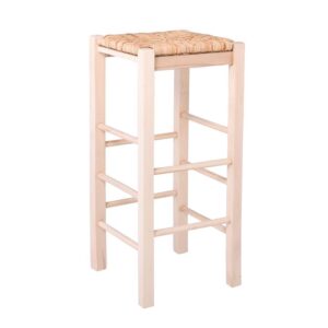 ΤΑΒΕΡΝΑΣ Σκαμπό BAR, Οξιά Εμποτισμός Φυσικό, Κάθισμα Ψάθα 35x35x80cm