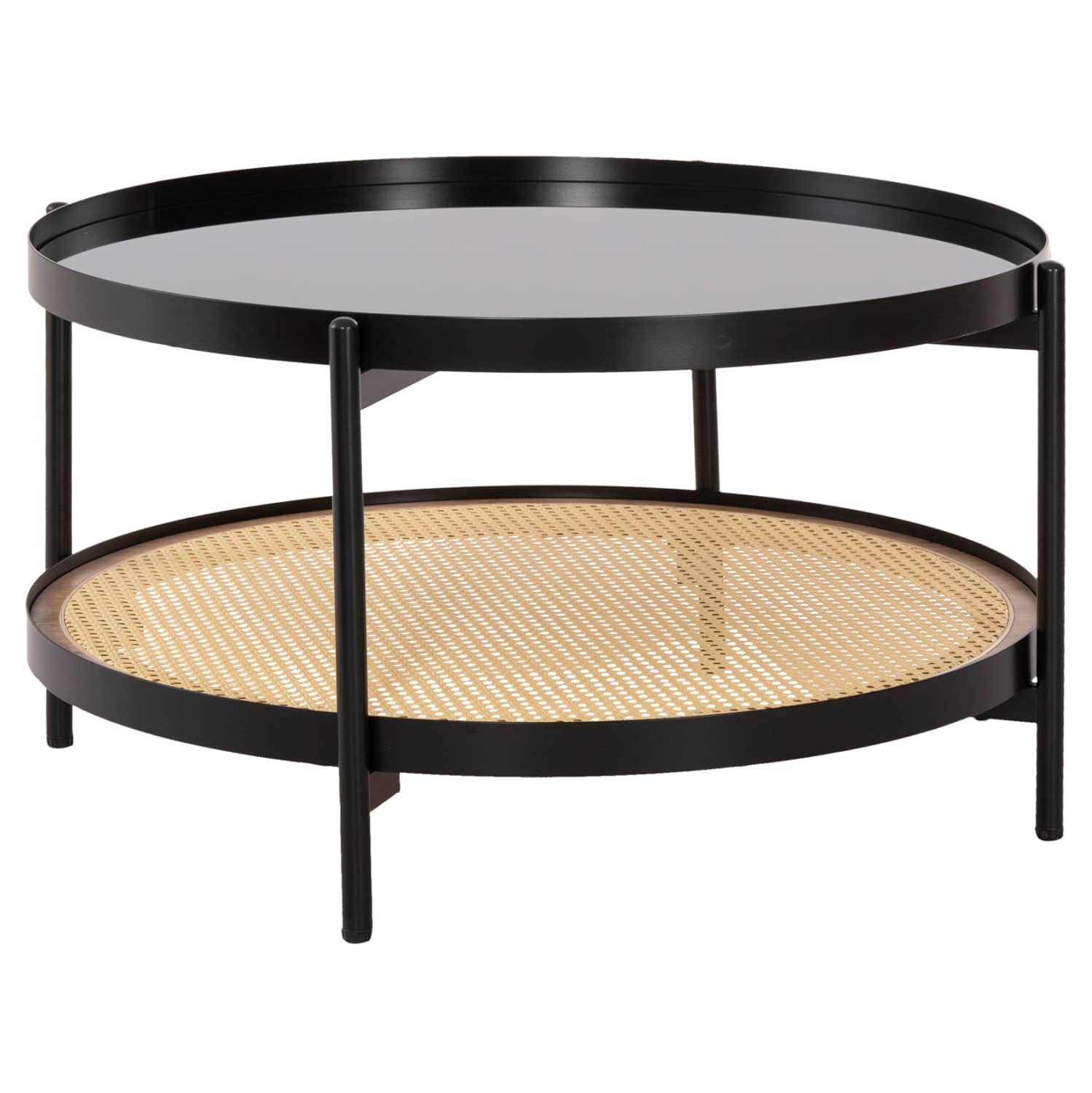HM18030 ΤΡΑΠΕΖΙ ΣΑΛΟΝΙΟΥ SEITZ HM18030 ΓΥΑΛΙ TOP-ΜΕΤΑΛΛΟ-RATTAN ΣΕ ΦΥΣΙΚΟ Φ80x45Υεκ. - Image 1