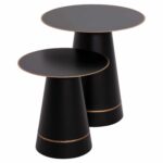 ΤΡΑΠΕΖΙA ΣΑΛΟΝΙΟΥ 2ΤΜΧ BALLI HM9996 ΣΤΡΟΓΓΥΛΑ ΜΕΤΑΛΛΙΚΑ ΜΑΥΡΑ Φ50 & Φ40 εκ. - Image 4