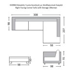 DORNO Καναπές Σαλονιού Αριστερή Γωνία με Αποθηκευτικό Σκαμπό, Ύφασμα Γκρι 308x207/98xH91cm, 98x98x50cm - Image 4