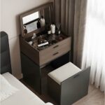 VANITY Τουαλέτα με ενσωματωμένο Καθρέπτη & Σκαμπό Απόχρωση Sonoma Oak-Grey 60x45x90/130cm - Image 3