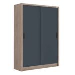 VANITY Ντουλάπα Δίφυλλη - Συρόμενη, Αποχρώσεων Sonoma Oak & Grey 120x60x200cm - Image 2