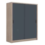 VANITY Ντουλάπα Δίφυλλη - Συρόμενη, Αποχρώσεων Sonoma Oak & Grey 160x60x200cm - Image 2