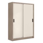 VANITY Ντουλάπα Δίφυλλη - Συρόμενη, Αποχρώσεων Sonoma Oak & Cream 120x60x200cm - Image 2