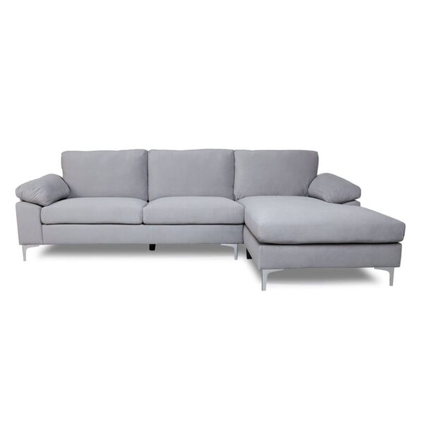 ALEX Καναπές Σαλονιού Καθιστικού Αριστερή Γωνία, Ύφασμα Γκρι Velure 264x132x75cm H.80cm - Image 2
