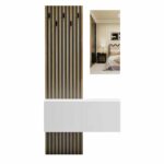 ΕΠΙΠΛΟ ΕΙΣΟΔΟΥ ΜΕ ΚΑΘΡΕΠΤΗ MYLES HM18080.01 ΜΕΛΑΜΙΝΗ ΣΟΝΑΜΑ-ΛΕΥΚΟ 100x37x200Υεκ - Image 2