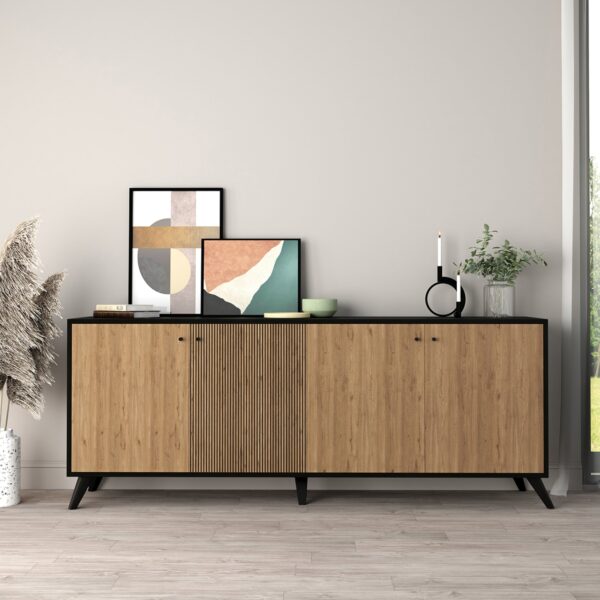 ΜΠΟΥΦΕΣ ΜΕΛΑΜΙΝΗΣ KRUDEN HM9446.11 ΜΑΥΡΟ-ΦΥΣΙΚΟ 180x40x78.6Υεκ. - Image 4