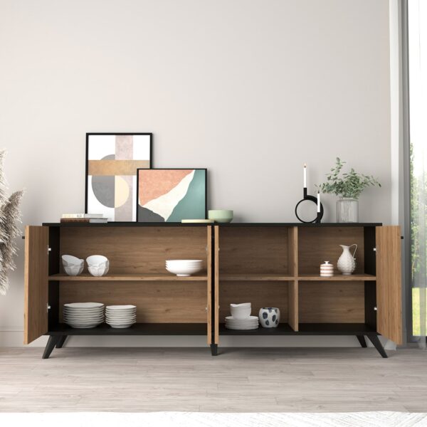 ΜΠΟΥΦΕΣ ΜΕΛΑΜΙΝΗΣ KRUDEN HM9446.11 ΜΑΥΡΟ-ΦΥΣΙΚΟ 180x40x78.6Υεκ. - Image 5