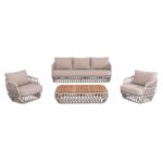 ΣΕΤ ΣΑΛΟΝΙ ΕΞ.ΧΩΡΟΥ 4ΤΜΧ SABO HM6208.02 ΜΠΕΖ OLEFIN & P.E.ΣΧΟΙΝΙ-ΚΡΕΜ ΑΛΟΥΜ.-ΞΥΛΟ TEAK