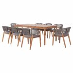 ΣΕΤ ΤΡΑΠΕΖΑΡΙΑΣ 9ΤΜΧ NAVANT HM21066.01 ΤΡΑΠΕΖΙ ΜΕ 8 ΚΑΡΕΚΛΕΣ ΞΥΛΟ ΑΚΑΚΙΑΣ-ΣΧΟΙΝΙ ΓΚΡΙ - Image 5