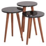 ΣΕΤ ΤΡΑΠΕΖΙ ΣΑΛΟΝΙΟΥ & 3 ΒΟΗΘ.ΤΡΑΠΕΖΙΑ VITAL HM18180.02 ΜΕΛΑΜΙΝΗ ΜΑΥΡΟ ΜΑΡΜΑΡΟ-ΚΑΡΥΔΙ ΠΟΔΙΑ - Image 5