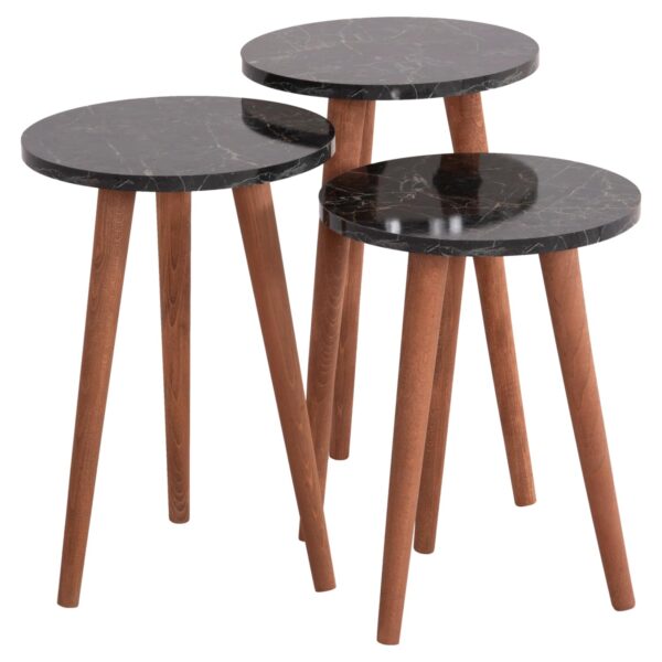 ΣΕΤ ΤΡΑΠΕΖΙ ΣΑΛΟΝΙΟΥ & 3 ΒΟΗΘ.ΤΡΑΠΕΖΙΑ VITAL HM18180.02 ΜΕΛΑΜΙΝΗ ΜΑΥΡΟ ΜΑΡΜΑΡΟ-ΚΑΡΥΔΙ ΠΟΔΙΑ - Image 5