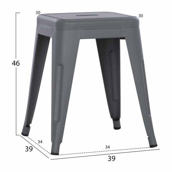 ΣΚΑΜΠΟ ΜΕΤΑΛΛΙΚΟ MELITA HM0096.50 ΣΕ ΓΚΡΙ ΜΑΤ ΧΡΩΜΑ 37x37x45Υεκ. - Image 2