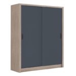 VANITY Ντουλάπα Δίφυλλη - Συρόμενη, Αποχρώσεων Sonoma Oak & Grey 160x60x200cm