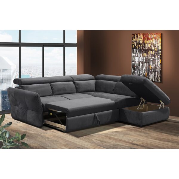 MONSERAT ΚΑΝΑΠΕΣ ΚΡΕΒΑΤΙ ΓΩΝΙΑ ΔΕΞΙΑ ΑΝΘΡΑΚΙ 254x224x90 01-2602 - Image 2