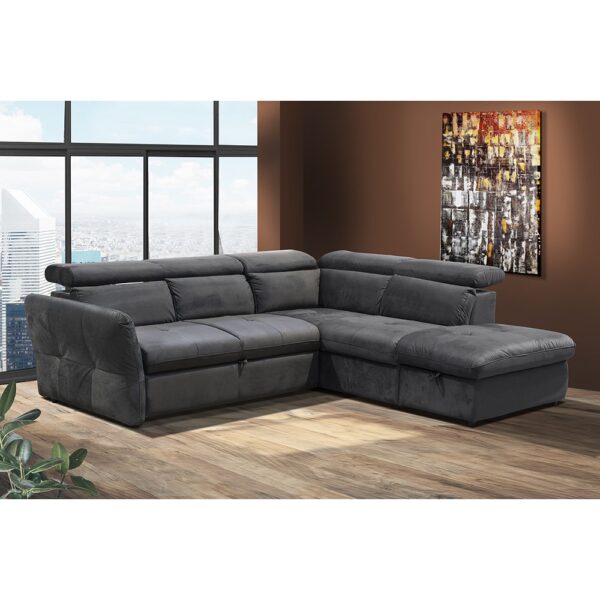 MONSERAT ΚΑΝΑΠΕΣ ΚΡΕΒΑΤΙ ΓΩΝΙΑ ΔΕΞΙΑ ΑΝΘΡΑΚΙ 254x224x90 01-2602 - Image 3