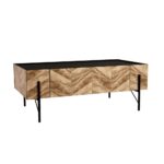 PARKE COFFEE TABLE ΜΑΥΡΟ ΦΥΣΙΚΟ ΜΕ PATTERN ΜΑΥΡΟ 120x63x45 04-0513