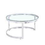 LOUXOR COFFEE TABLE ΑΣΗΜΙ ΔΙΑΦΑΝΟ 80x80x43 04-0534