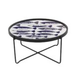 FISHY COFFEE TABLE ΠΟΛΥΧΡΩΜΟ ΜΕ PATTERN ΛΕΥΚΟ 75x75x37.5 04-0649