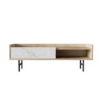 STOCKHOLM COFFEE TABLE SONOMA DECAPE ΛΕΥΚΟ ΜΕ ΟΨΗ ΜΑΡΜΑΡΟΥ ΜΑΥΡΟ 120x59x40 04-0652 - Image 3
