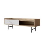 STOCKHOLM COFFEE TABLE SONOMA DECAPE ΛΕΥΚΟ ΜΕ ΟΨΗ ΜΑΡΜΑΡΟΥ ΜΑΥΡΟ 120x59x40 04-0652 - Image 4