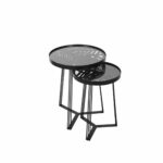 JUNGLE SIDE TABLE SET 2ΤΕΜ ΜΑΥΡΟ ΜΕ PATTERN ΜΑΥΡΟ 40x40x50 04-0664