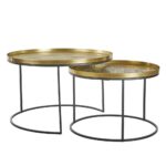TOTALE COFFEE TABLE SET 2ΤΕΜ BRASS ANTIQUE ΜΑΥΡΟ 76x76x43.5 04-0877