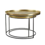 TOTALE COFFEE TABLE SET 2ΤΕΜ BRASS ANTIQUE ΜΑΥΡΟ 76x76x43.5 04-0877 - Image 5