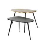 CURVE COFFEE TABLE SET 2ΤΕΜ ΜΑΥΡΟ BRASS 70x49x47 04-0883