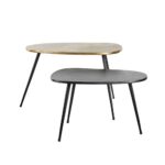 CURVE COFFEE TABLE SET 2ΤΕΜ ΜΑΥΡΟ BRASS 70x49x47 04-0883 - Image 3