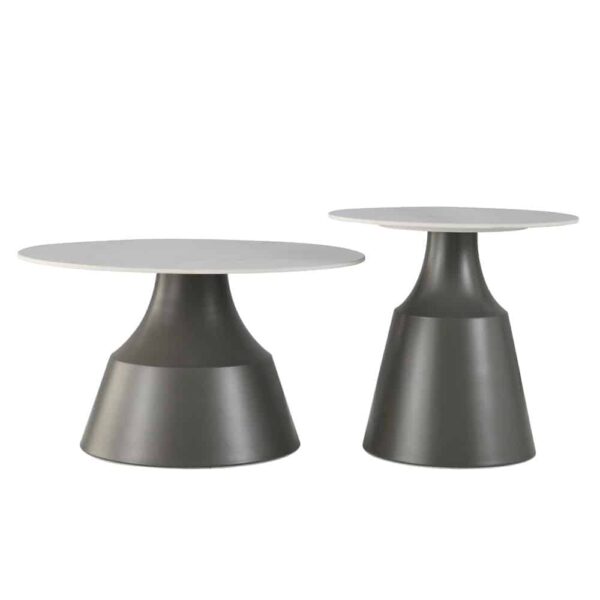 KAIA COFFEE TABLE SET 2ΤΕΜ ΛΕΥΚΟ ΜΑΥΡΟ 70x70x40 04-1062 - Image 4