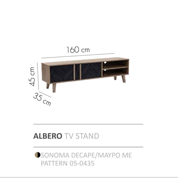 ALBERO TV STAND SONOMA DECAPE ΜΑΥΡΟ ΜΕ PATTERN 160x35x45 05-0435 - Image 5