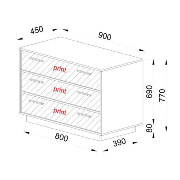 IMAGE ΣΥΡΤΑΡΙΕΡΑ 3ΣΥΡΤΑΡΙΑ SONOMA ΓΚΡΙ ΣΚΟΥΡΟ 90x45xH78cm 09-0516 - Image 4
